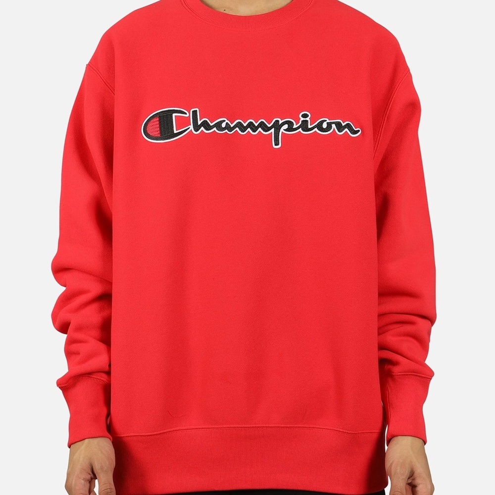 Champion Bold Red Crewneck Sweatshirt | Unisex Sweatshirts